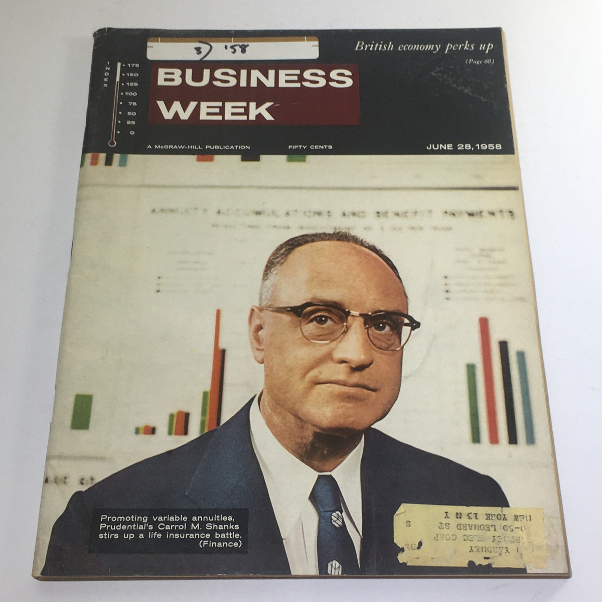 Business Week Magazine: June 28 1958 - Prudential's Carrol M. Shanks (Finance)