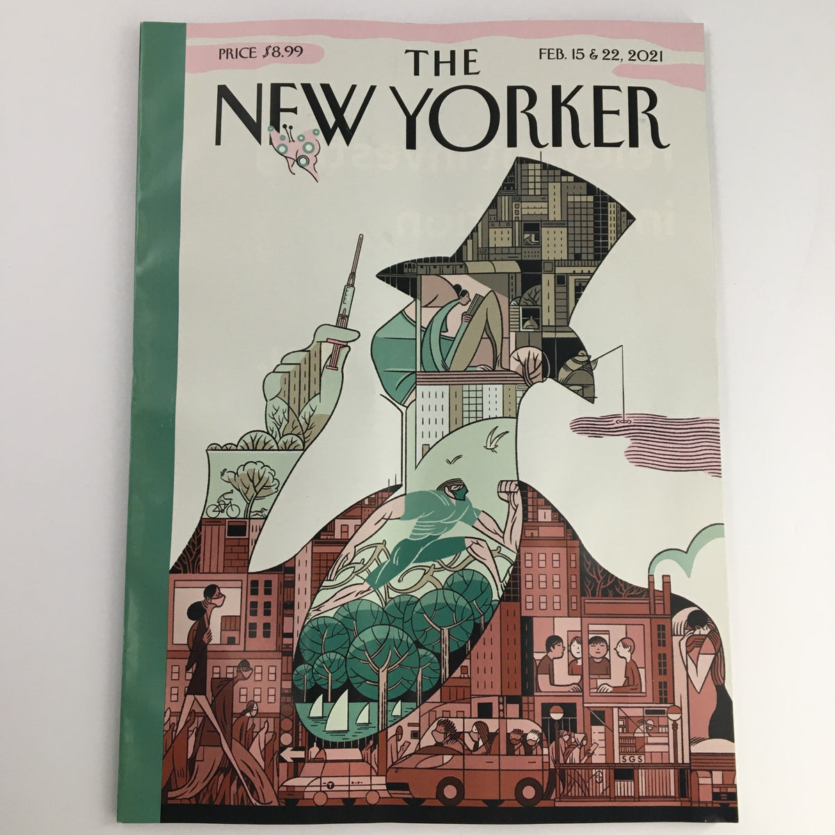 The New Yorker February 15 & 22 2021 Full Theme Cover featuring artwork by Sergio Garcia Sanchez, showcasing a blend of urban life and artistic expression.