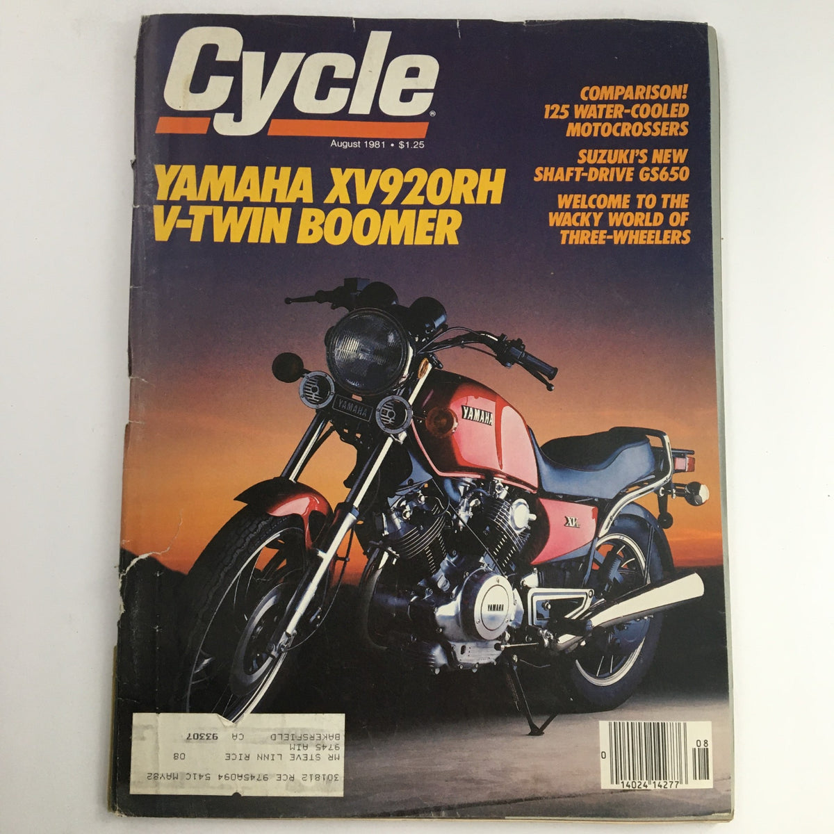 Cycle Magazine Cover from August 1981 featuring Yamaha XV920RH V-Twin Boomer and Suzuki GS650.