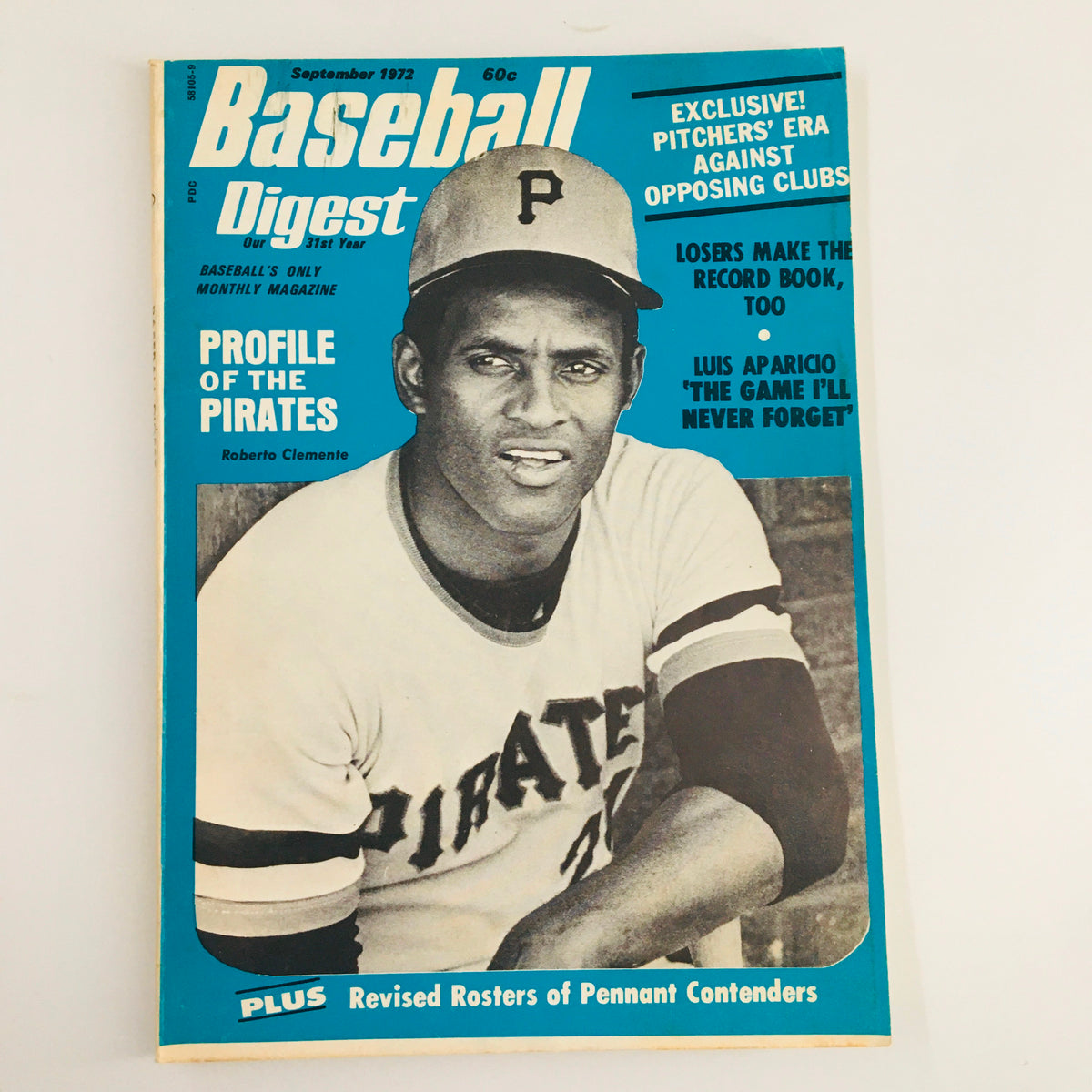 VTG Baseball Digest Magazine September 1972 featuring Roberto Clemente on the cover, highlighting the Pittsburgh Pirates and showcasing iconic baseball imagery.