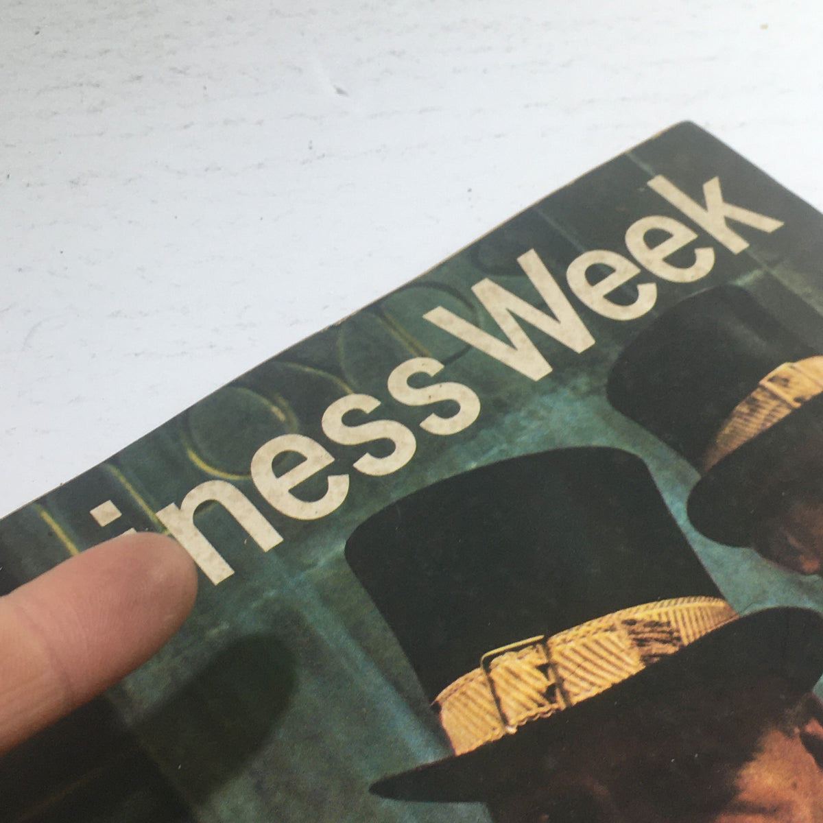 Close-up of the cover of Business Week Magazine, October 18, 1969, showcasing the title 'Business Week' and the iconic imagery of doormen, reflecting the vintage vibe and historical significance of the publication.
