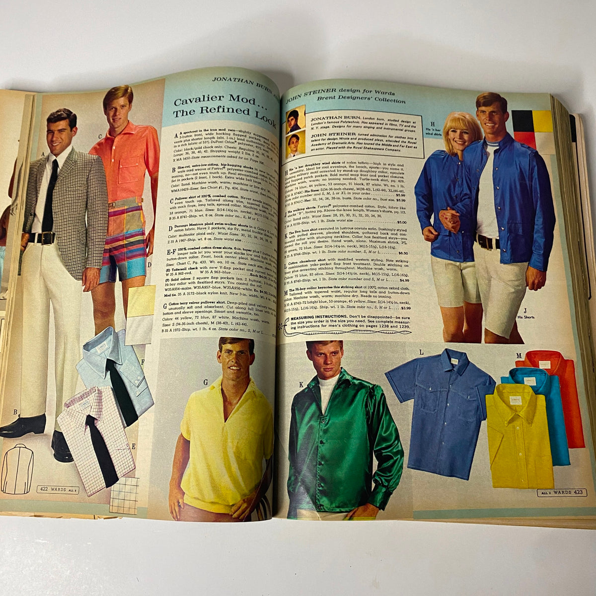 1967 Montgomery Ward Spring and Summer Catalog featuring refined men's fashion selections with a focus on stylish shirts and casual ensembles, reflecting the clothing styles of the 1960s.