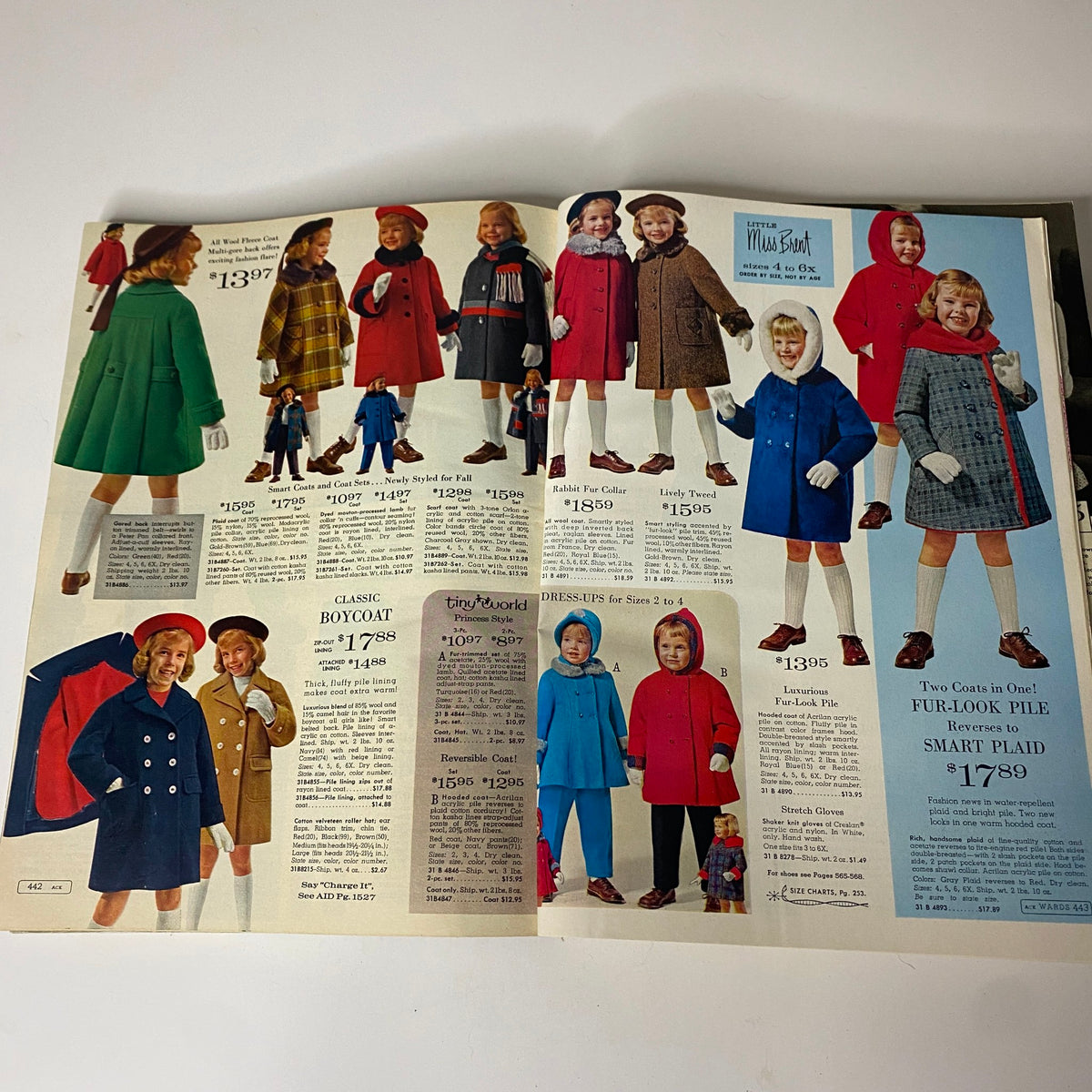 1964 Montgomery Ward Fall and Winter Catalog highlighting children’s winter coats and stylish outerwear for kids, showcasing classic designs from the 1960s.