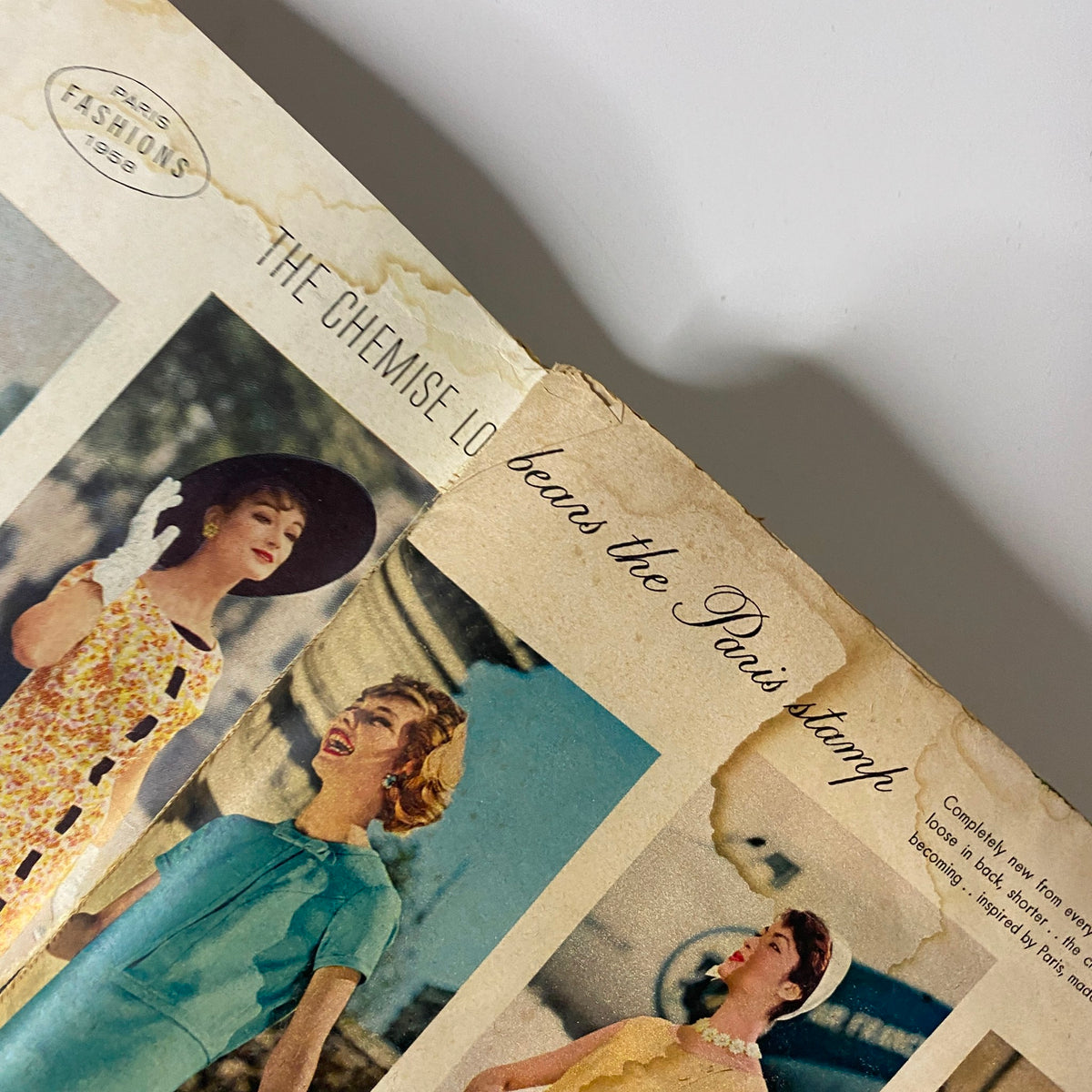 Close-up of a page in the 1958 Sears, Roebuck and Co. Spring and Summer Catalog, emphasizing the Chemise Look fashion trend introduced in 1958.