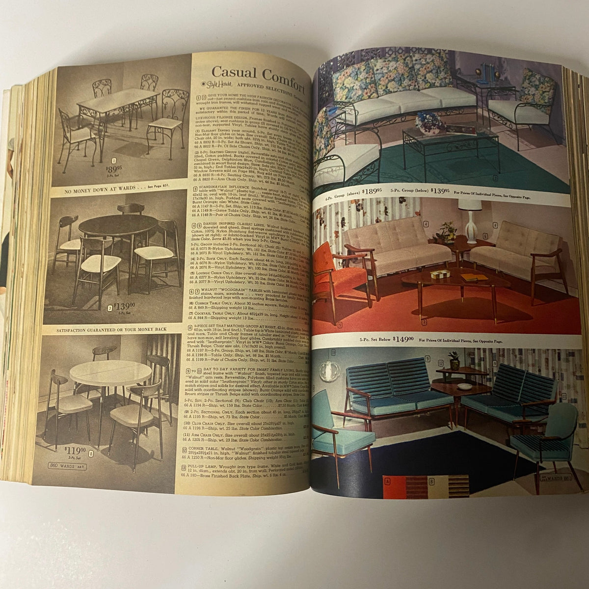 1962 Montgomery Ward Fall and Winter Catalog showcasing vintage furniture designs, including elegant table and seating arrangements for a stylish home.