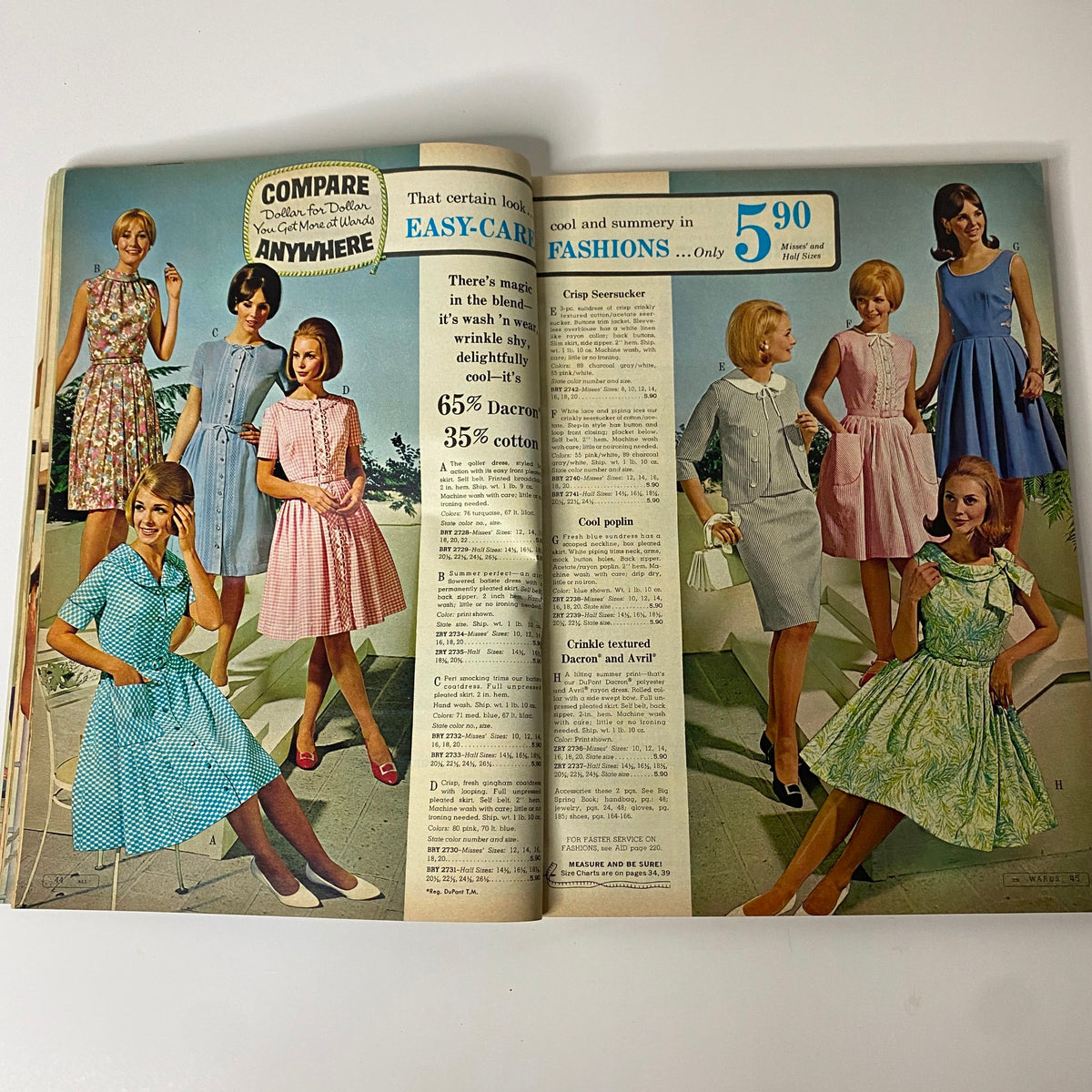 1967 Montgomery Ward Summer Sale Catalog presenting a charming selection of summer dresses for women, highlighting easy-care fabrics and vintage styles that capture the essence of 1960s fashion.