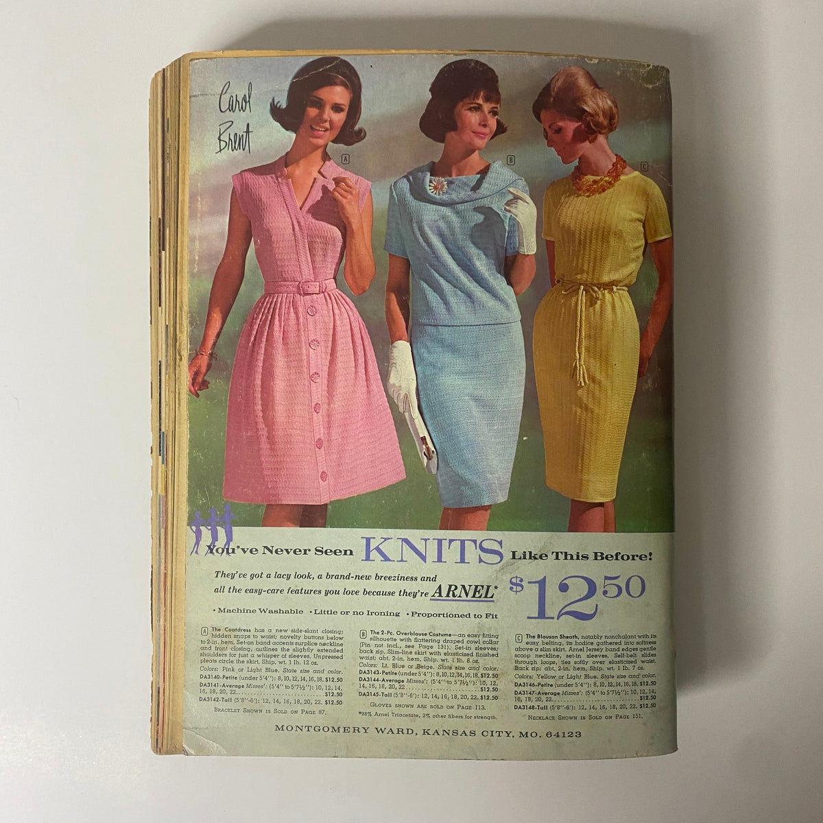 1964 Montgomery Ward Spring and Summer Catalog cover showcasing elegant women in stylish knit dresses, highlighting trendy fashion of the 1960s.
