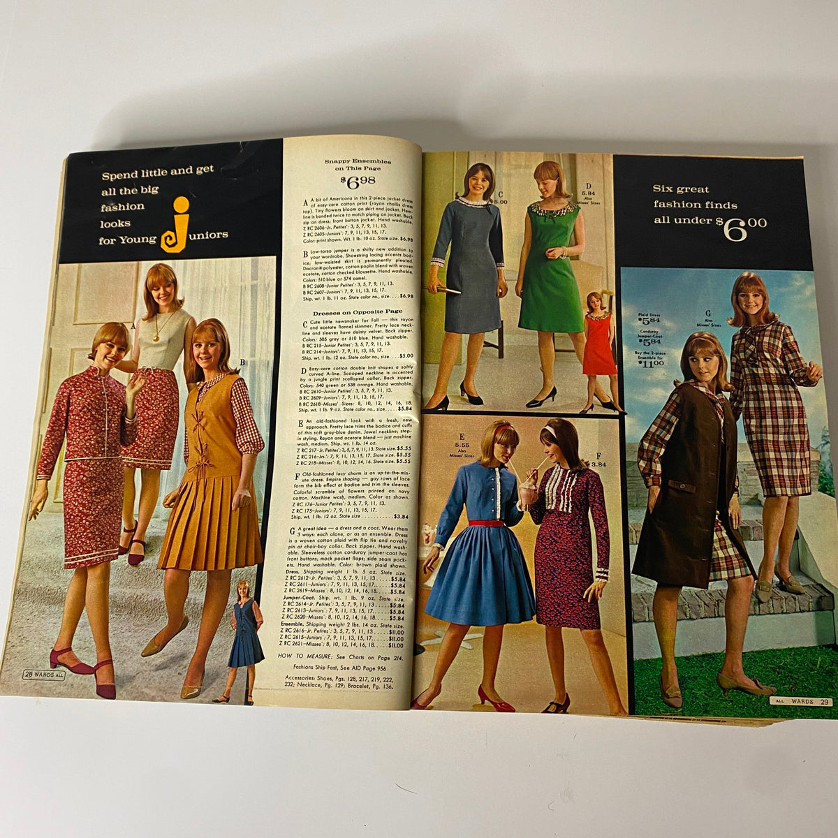 Another interior page from the 1966 Montgomery Ward Fall and Winter Catalog displaying young women's fashion trends from the mid-1960s.