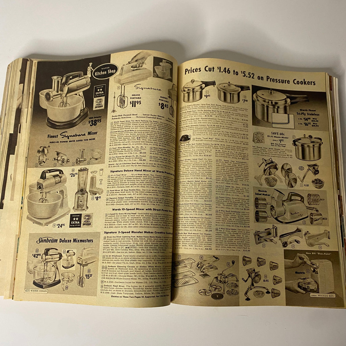 1961 Montgomery Ward Spring and Summer Catalog interior pages featuring kitchen appliances and cookware, emphasizing home convenience and modern design of the 1960s.