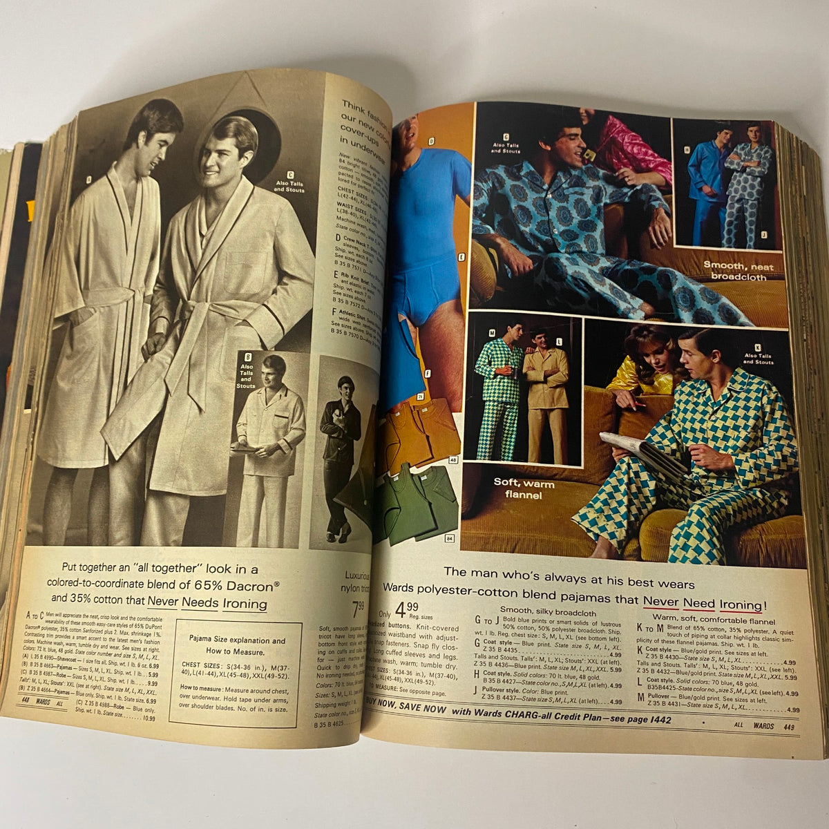 1970 Montgomery Ward Fall and Winter Catalog displaying men's and women's loungewear and pajamas with modern patterns.