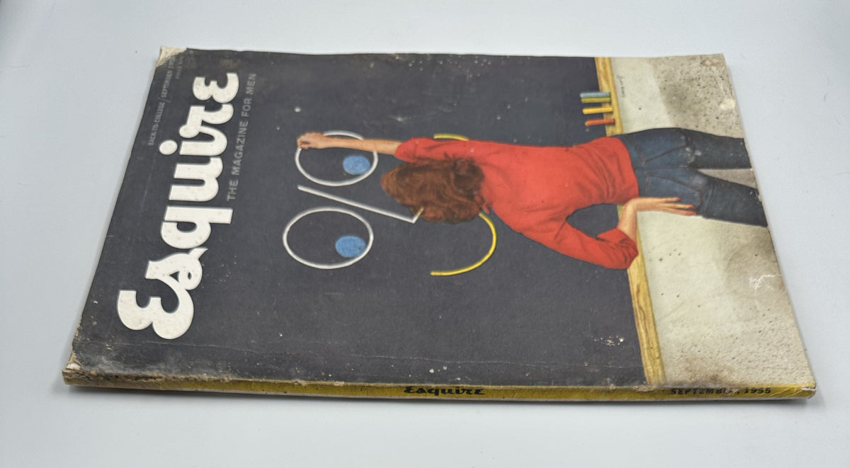 Another view of the cover of Esquire Magazine September 1955, showing the same artwork of a woman interacting with a chalkboard.
