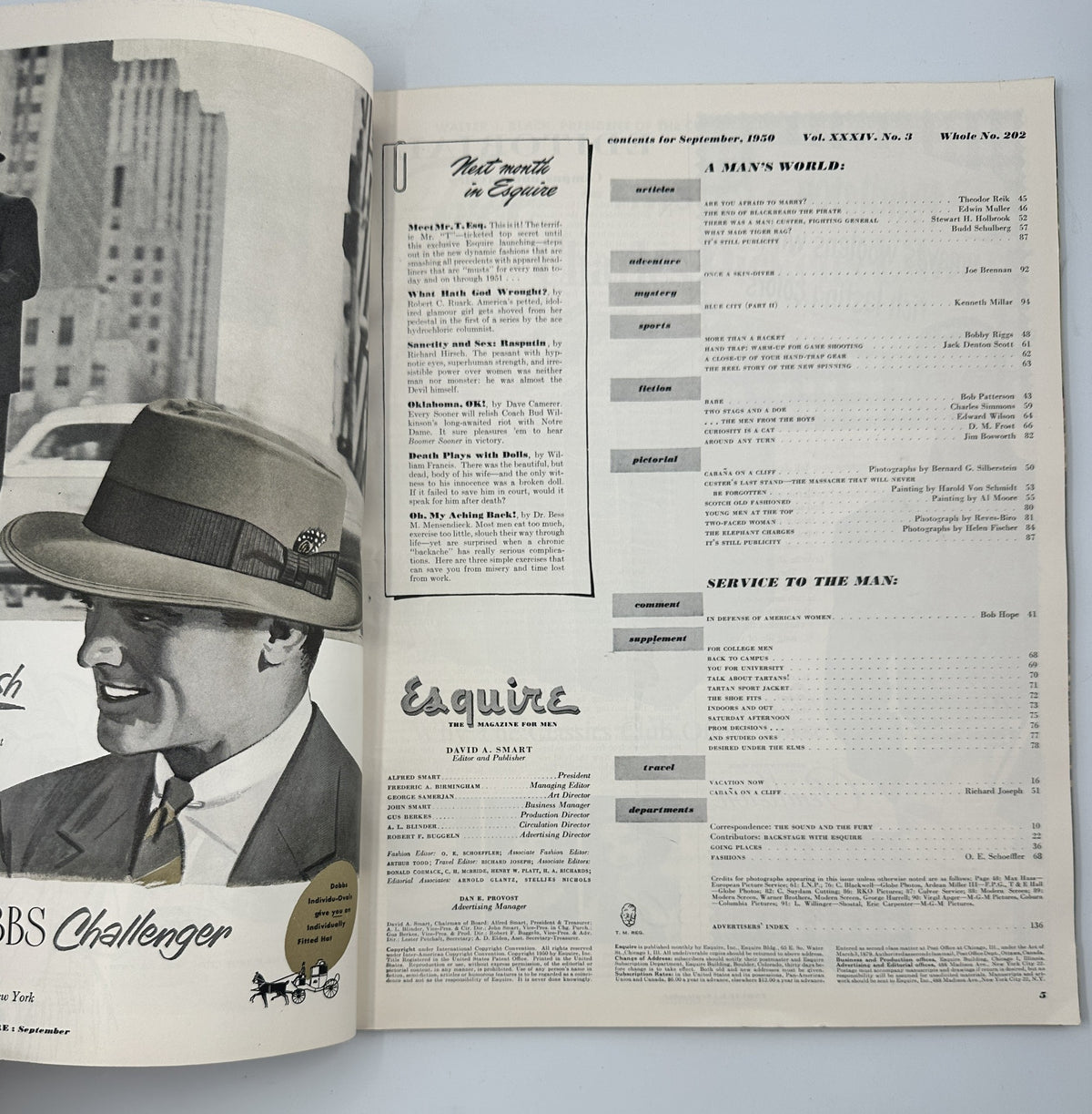 Esquire Magazine September 1950 Bob Hope Beauty and Publicity Custer w Pinup