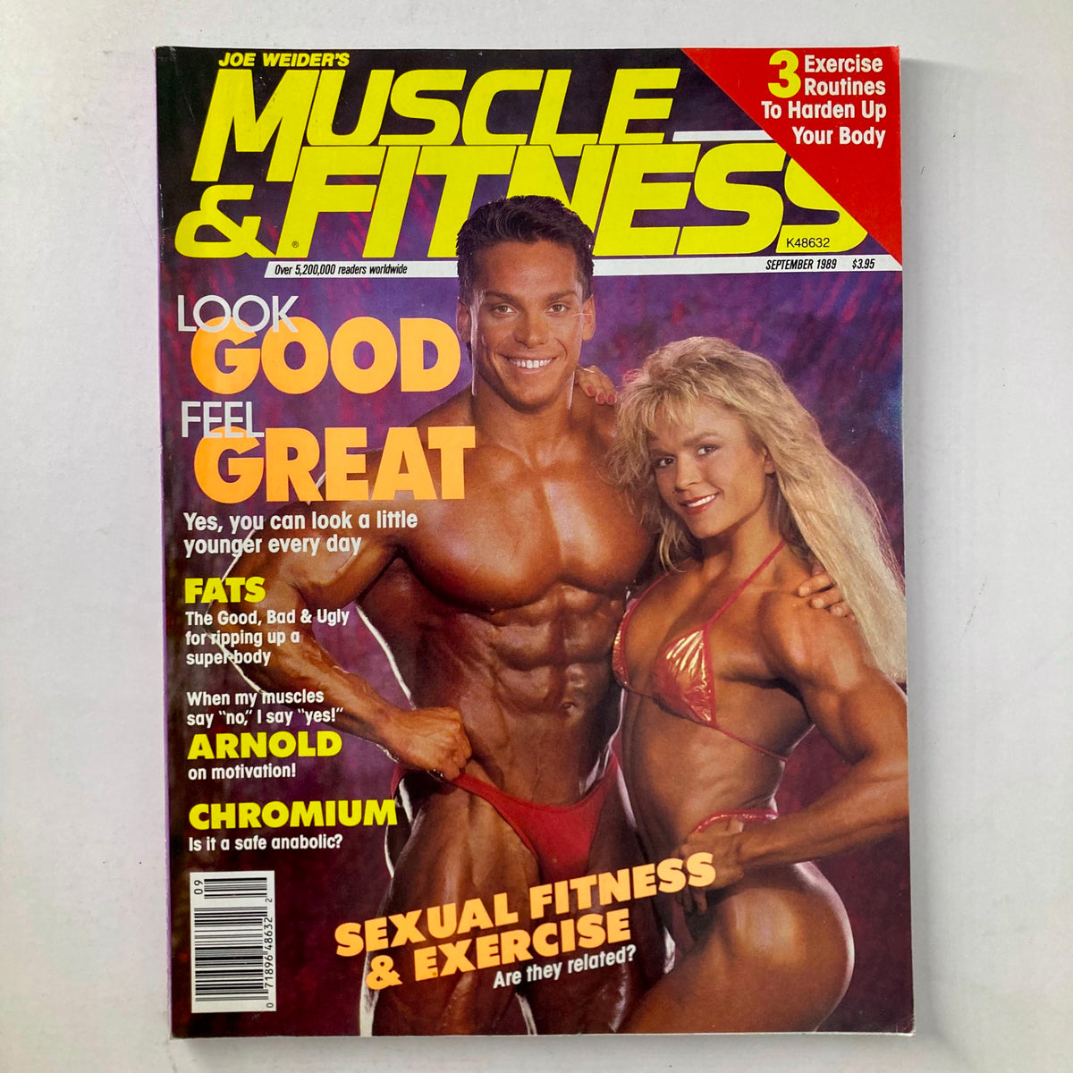 Cover of Joe Weider's Muscle & Fitness Magazine September 1989 featuring Tonya Knight and Rich Gaspari, showcasing the vibrant fitness culture of the late 80s.