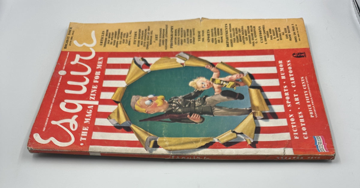 Esquire Magazine January 1945 front view, highlighting Varga Calendar Girls and World War II illustrations, captured in good condition with visible signs of age.