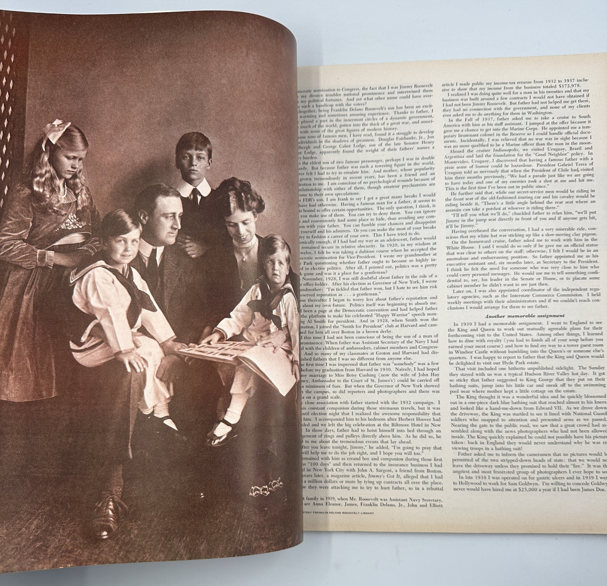 Black and white image from Esquire Magazine November 1957 depicting a historical family portrait alongside an article.