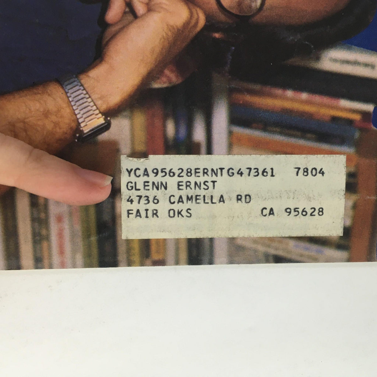 Close-up of the address label from Songwriter Magazine January 1978, revealing the name Glenn Ernst and address details.