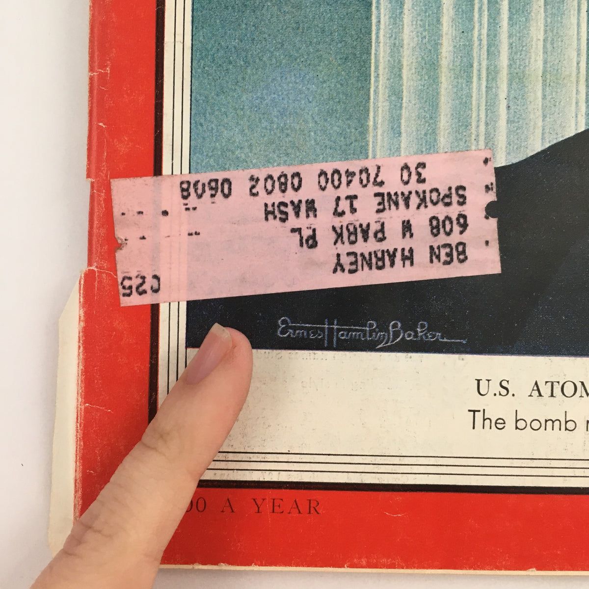 Close-up of Time Magazine cover from September 21, 1953, showing U.S. Atom Boss Lewis Strauss with a price label attached.