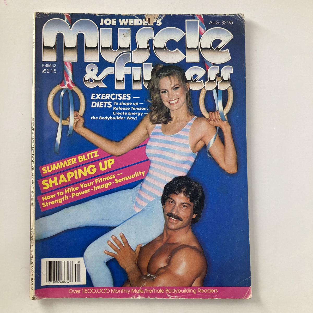 Muscle & Fitness Magazine August 1982 featuring Ray Mentzer and Christie Welsh on the cover, with a vibrant design showcasing exercises and fitness tips.