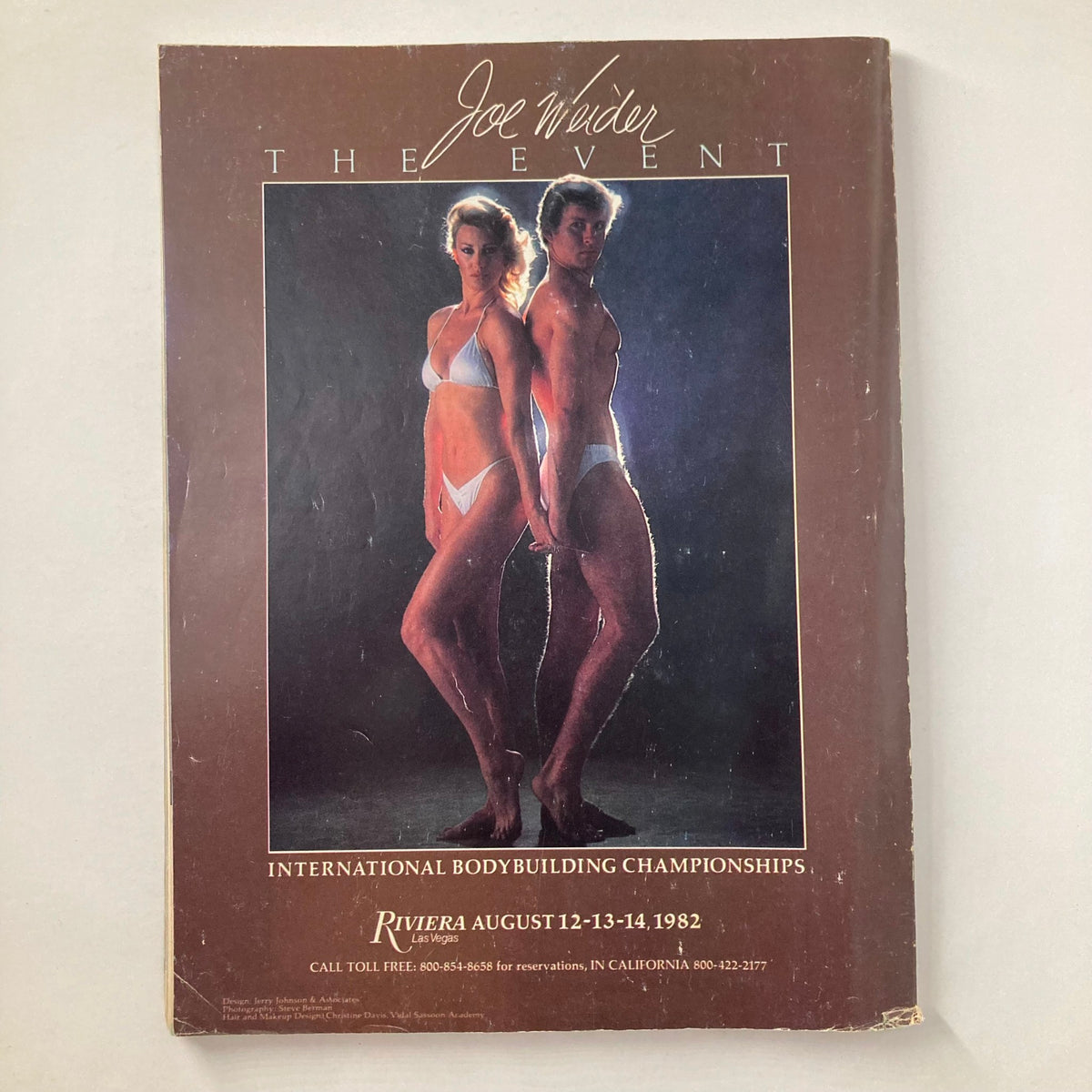 Back cover of Muscle & Fitness Magazine August 1982 featuring promotional advertisement for Joe Weider's International Bodybuilding Championships, emphasizing vintage bodybuilding events.