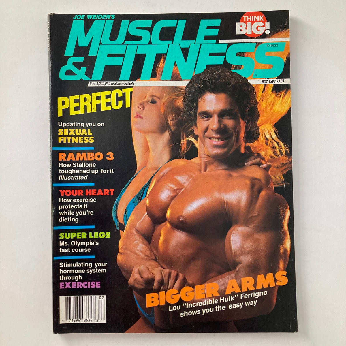 Cover of Joe Weider's Muscle & Fitness Magazine July 1988 featuring Lou Ferrigno showcasing bodybuilding tips and techniques.