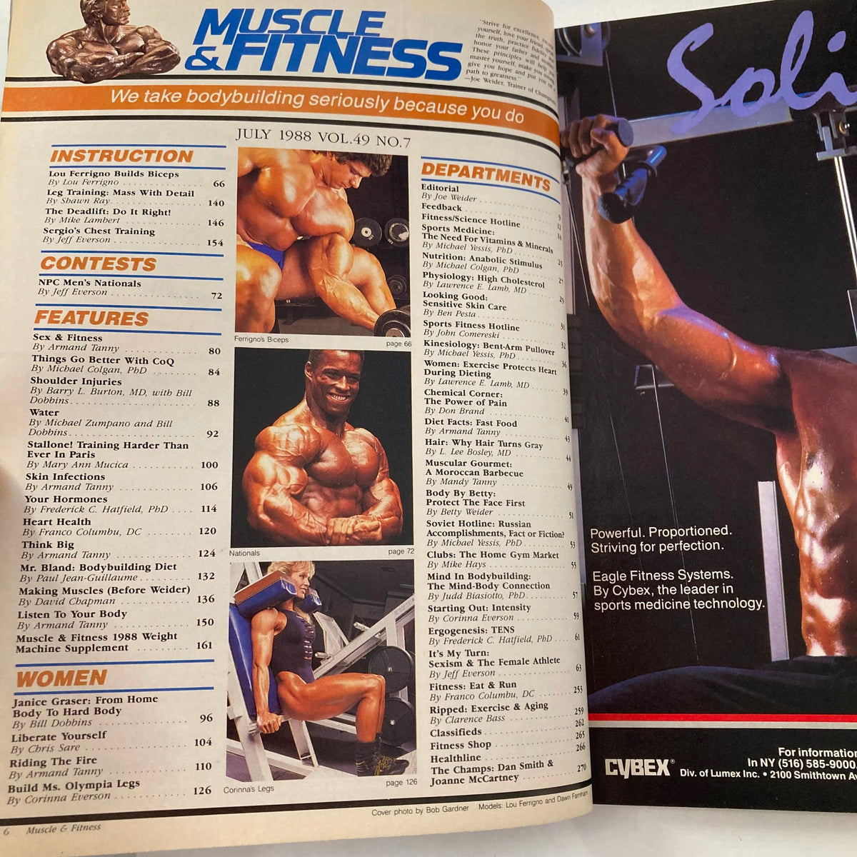 Interior page of Joe Weider's Muscle & Fitness Magazine July 1988, displaying content including bodybuilding instruction and fitness tips.