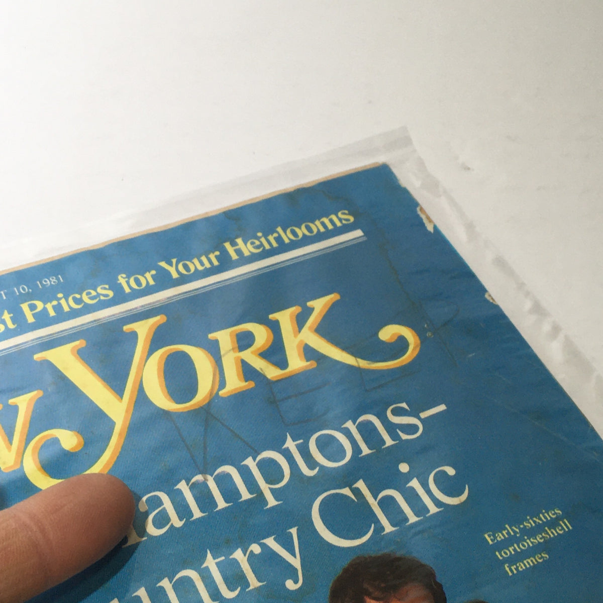 Close-up of the cover of New York Magazine dated August 10, 1981 - Forget The Hamptons Now It's Country Chic, highlighting the magazine title and some additional details.