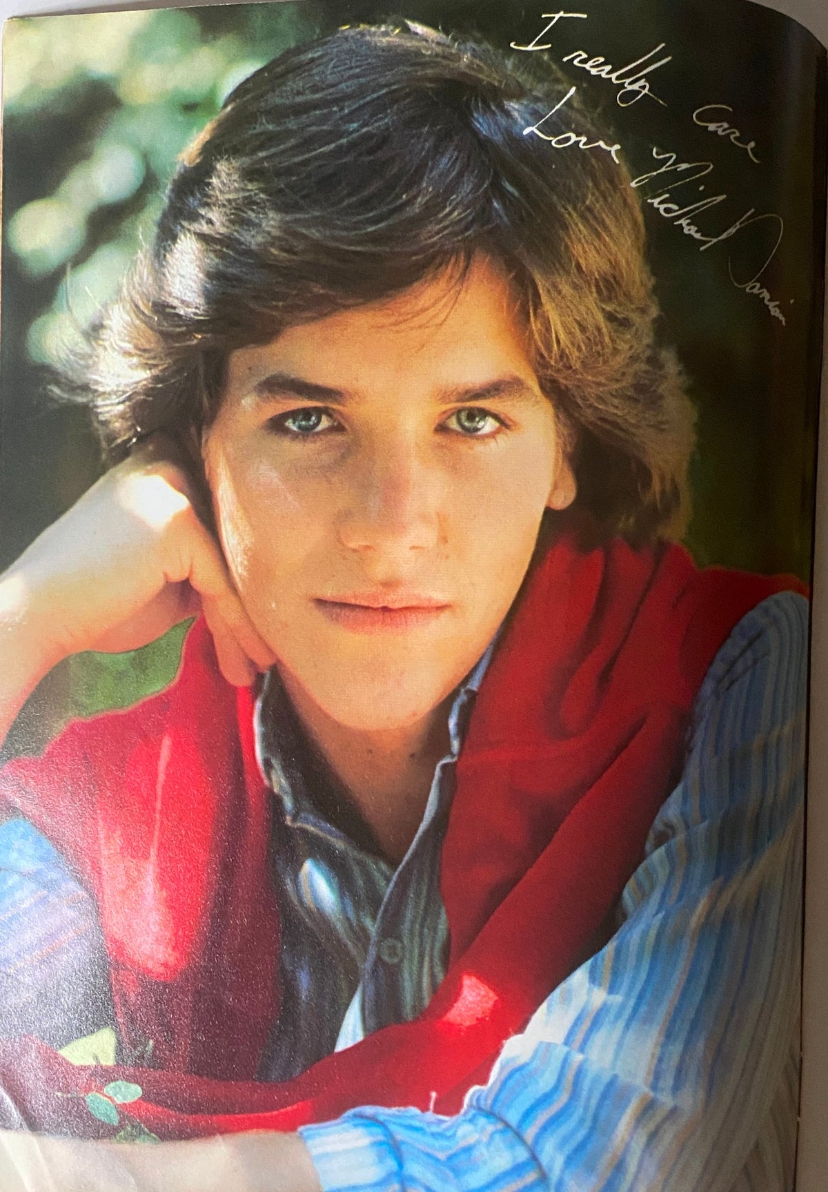 Featured image from Tiger Beat Magazine, October 1981 showing a portrait of Michael Damian with a handwritten note expressing affection, highlighting celebrity allure.