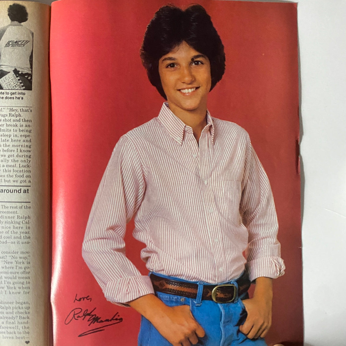 Classic image from Tiger Beat Magazine February 1984 featuring young actor with curly hair and a striped shirt, showcasing nostalgic 1980s fashion from the iconic magazine.