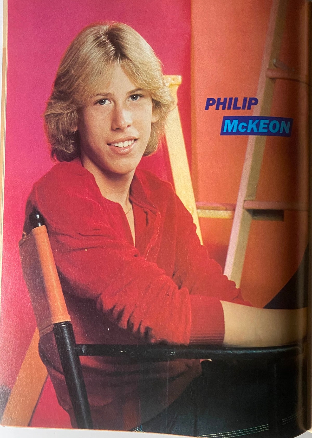 Philip McKeon featured in Tiger Beat Star Super Special April 1981, showcasing his youthful charm in a vibrant red sweater.