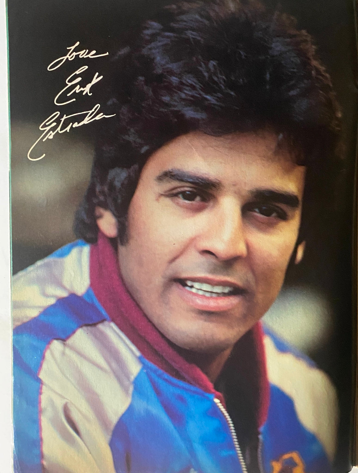 Iconic portrait of Erik Estrada in the July 1980 issue of Tiger Beat Star Magazine with a personal signature, showcasing his popularity during the era.