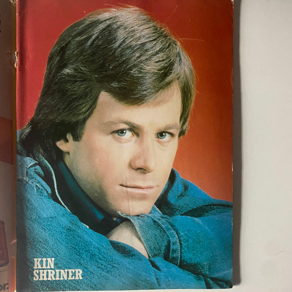 Close-up portrait of Kin Shriner featured in Tiger Beat Star Magazine August 1981, representing the iconic teen idol of the 1980s.