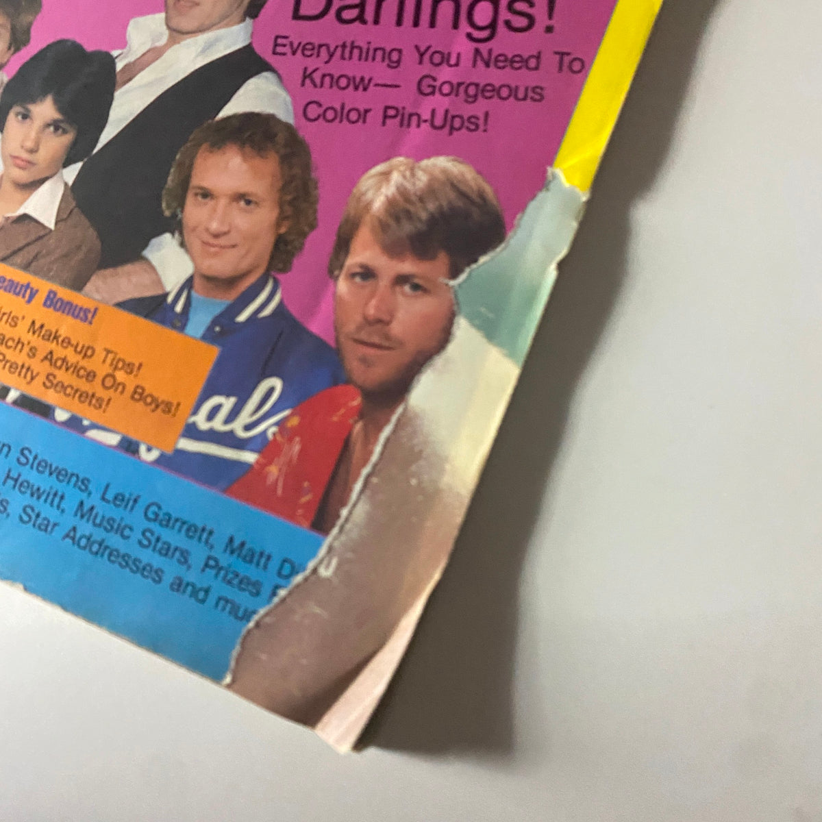 Close-up of the Tiger Beat Star Magazine November 1981 cover highlighting beauty tips, interviews, and pin-ups with photos of 1980s celebrities.