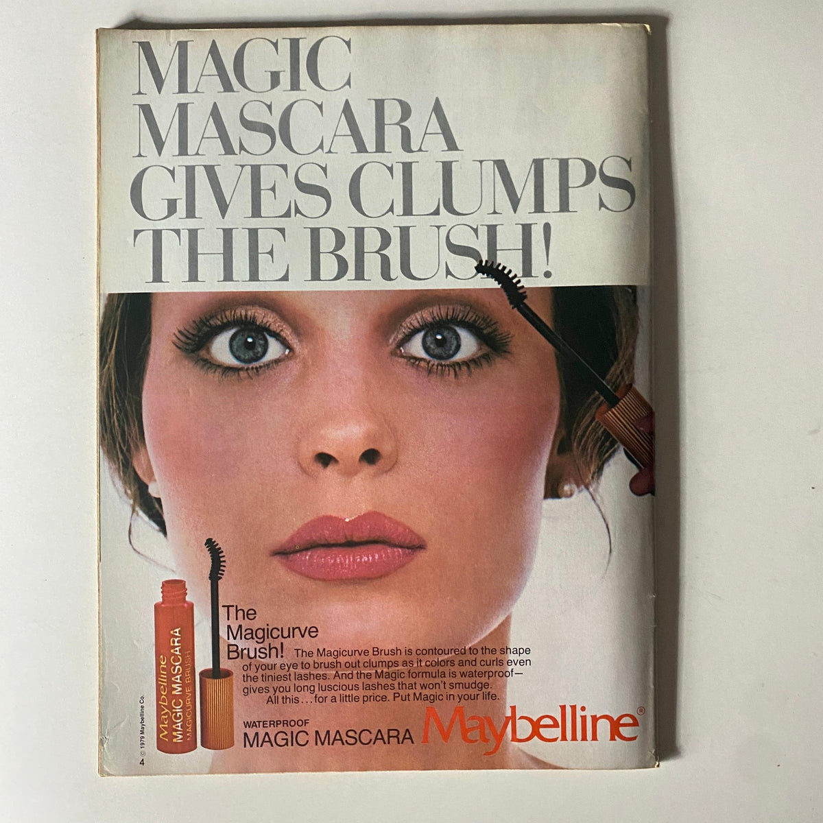 Tiger Beat Star Magazine April 1981 advertisement for Maybelline magic mascara featuring a model with striking eyes.