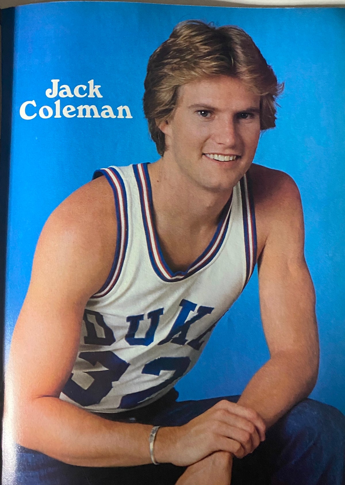 Image of Jack Coleman featured in Tiger Beat Star Magazine January 1982, showcasing his youthful appearance and athletic spirit.