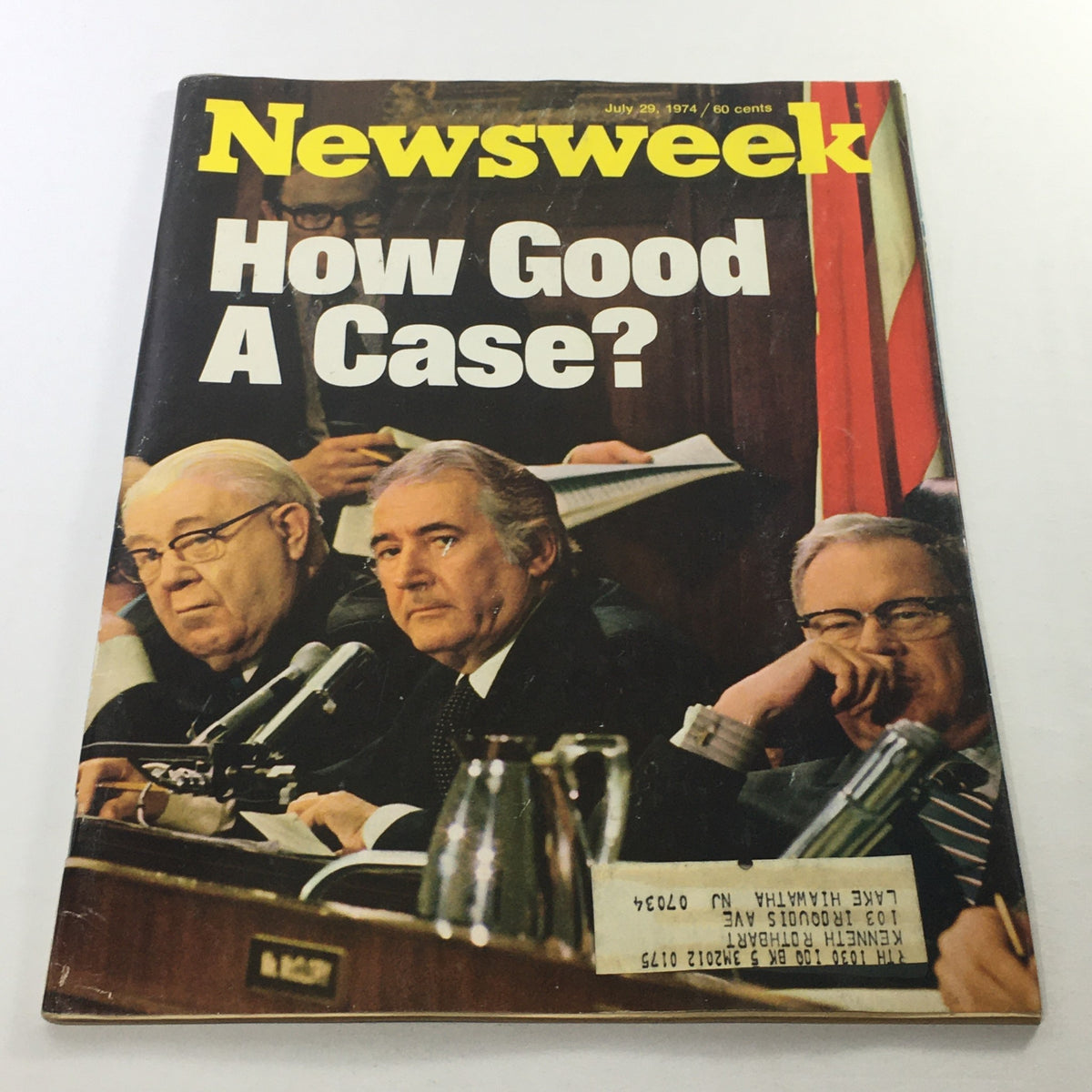 Cover of Newsweek Magazine from July 29, 1974, featuring the title 'How Good A Case?' which discusses Richard Nixon and the political climate of the 1970s.