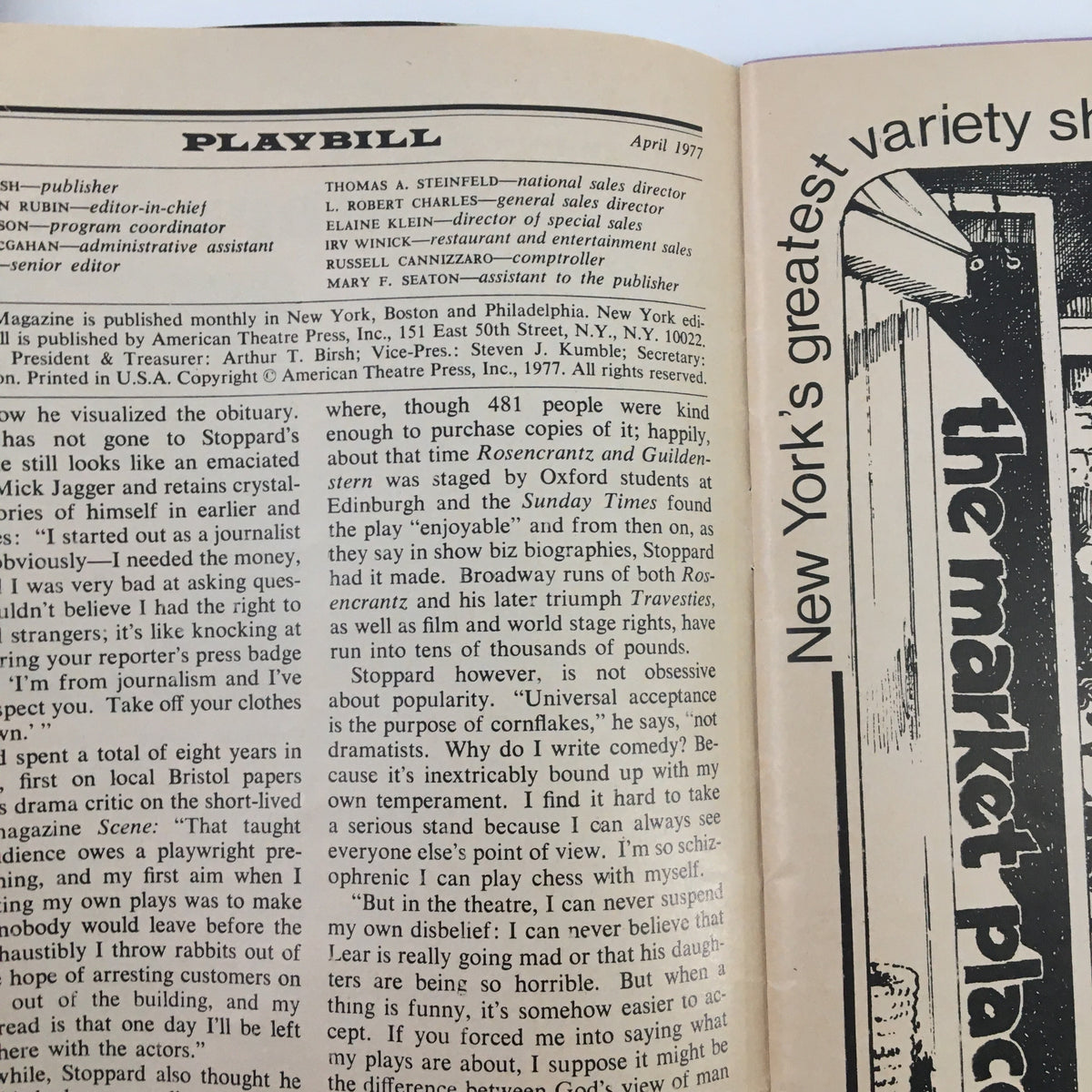 Inside page of the 1977 Playbill for California Suite with details about the production and additional content.