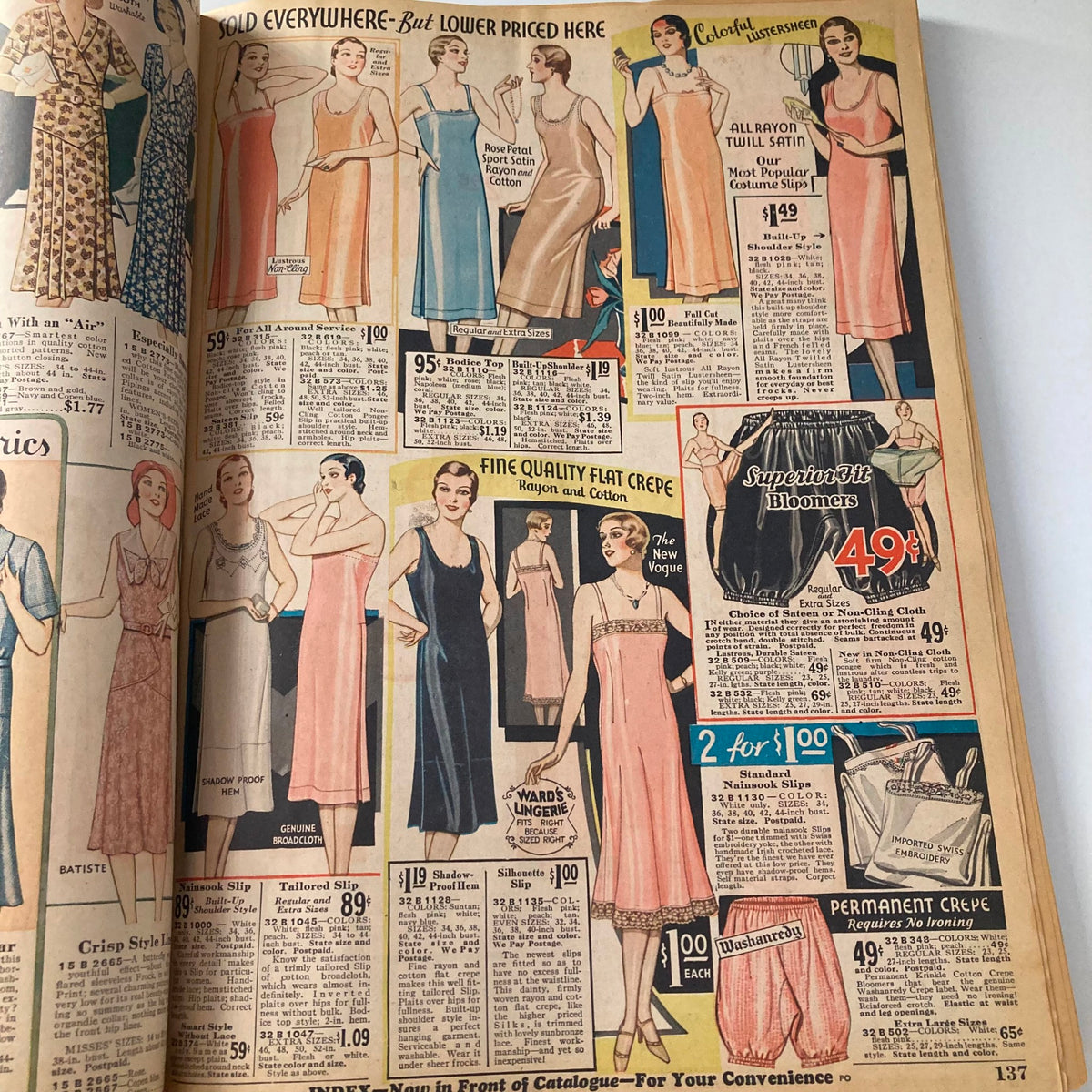 Spring & Summer 1931 Montgomery Ward & Co. Catalogue No. 114 Portland displaying a variety of women's dresses with prices and descriptions.