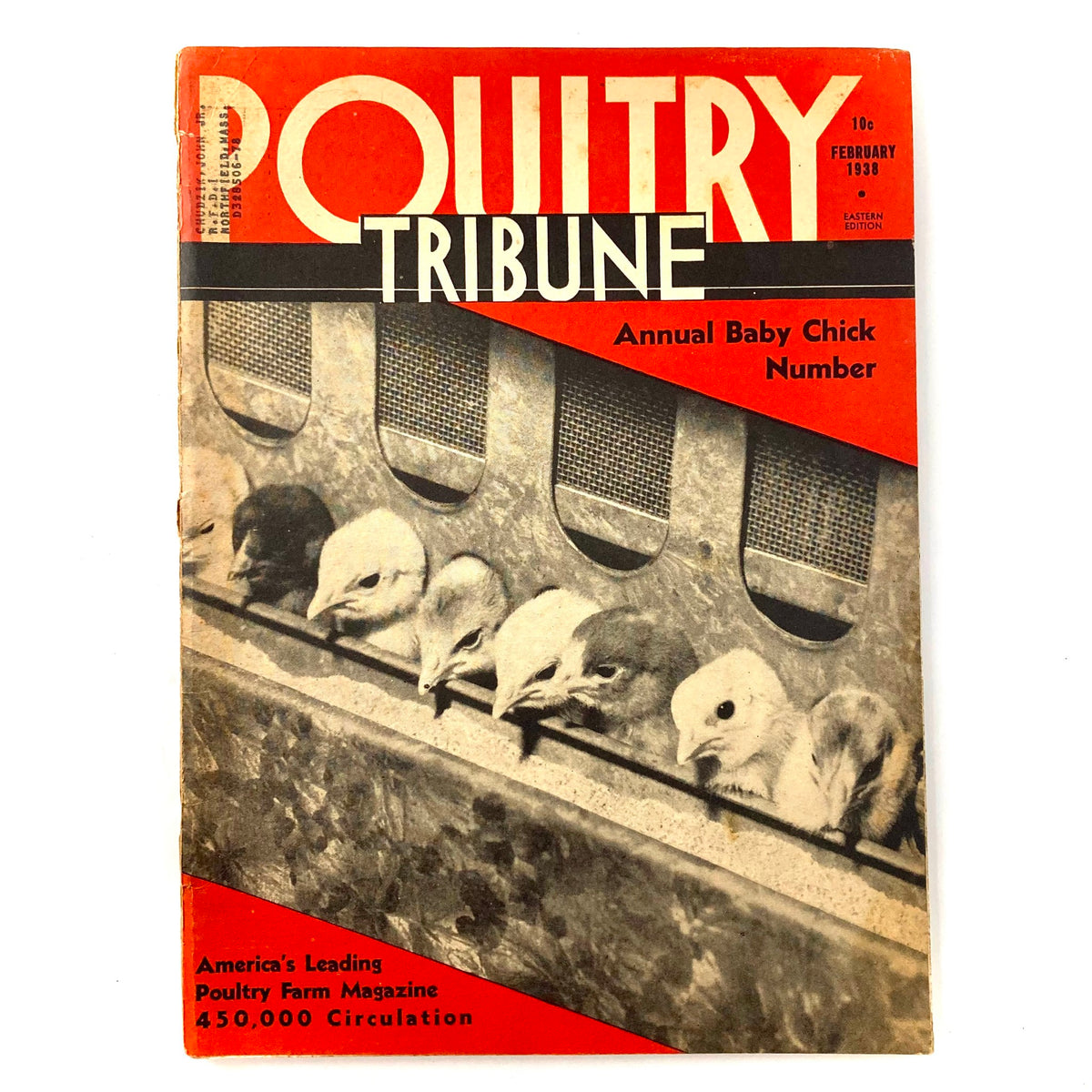 Poultry Tribune Magazine Cover February 1938 Annual Baby Chick Number featuring baby chicks and vintage design, celebrating poultry farming history.