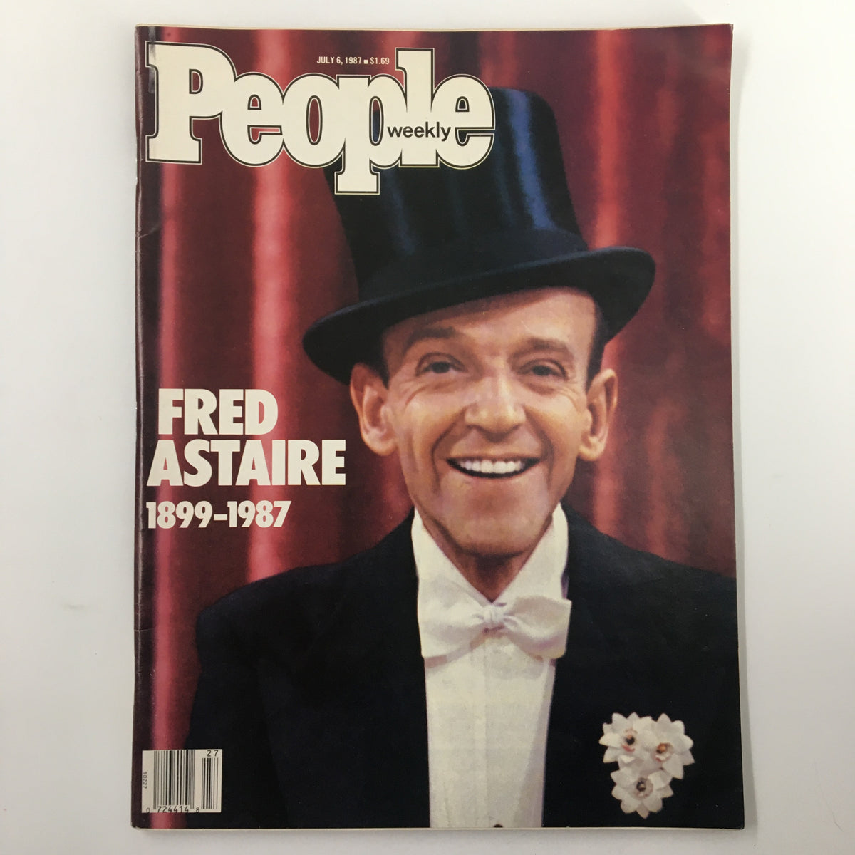 People Weekly Magazine cover from July 6, 1987, featuring Fred Astaire, 1899-1987, showcasing a vibrant portrait of the legendary performer in a top hat, celebrating his life and legacy.