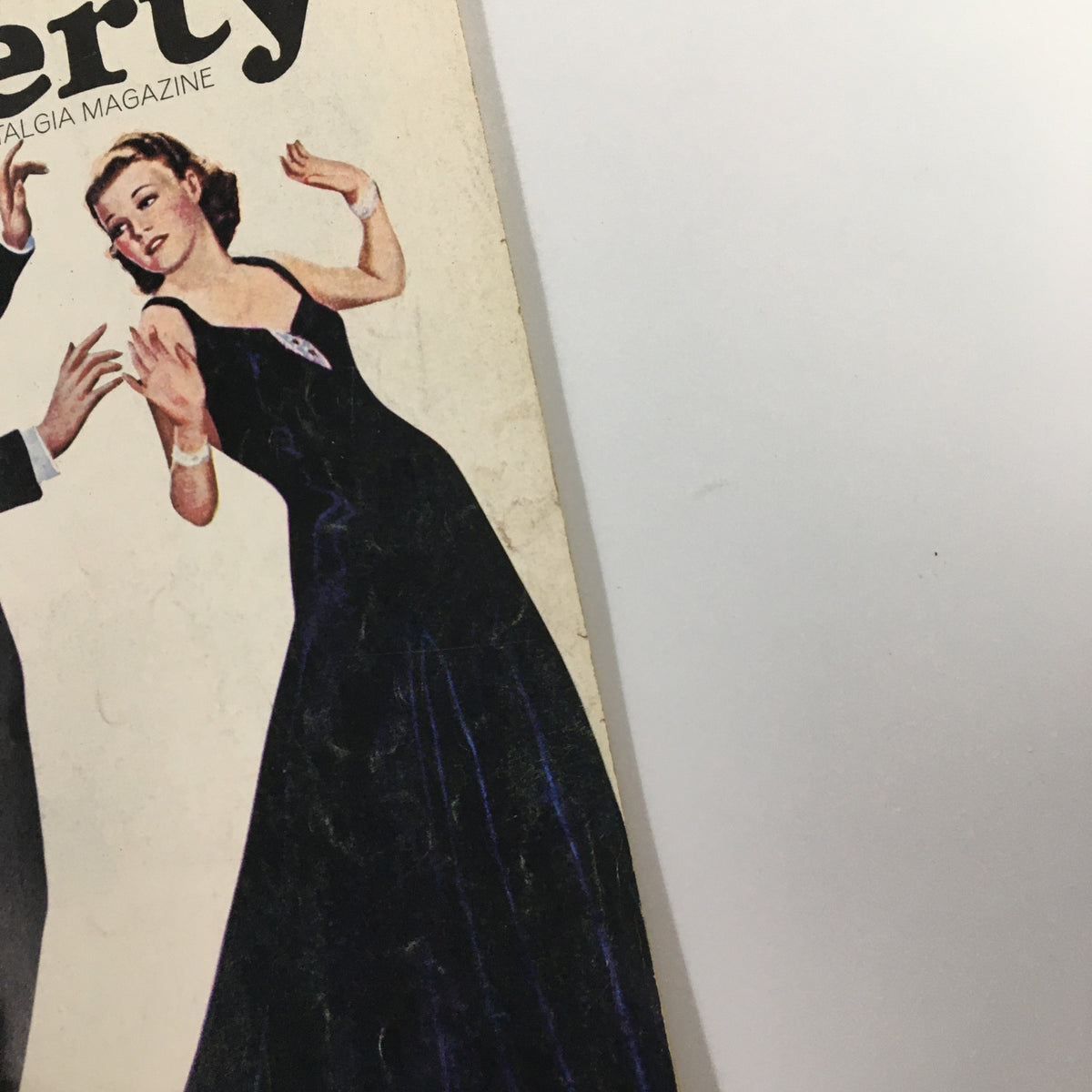 Close-up of VTG Liberty Magazine Spring 1972 cover showcasing Katherine Hepburn and Freddie Bartholomew, exuding vintage charm and glamour.
