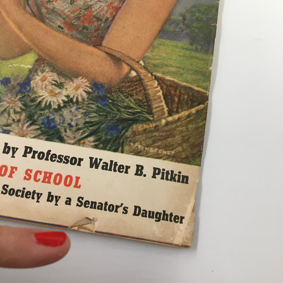 Close-up of VTG Liberty Magazine May 11 1940 cover, highlighting the text 'HOW TO FIND A BETTER JOB' by Professor Walter B. Pitkin and visible vintage wear.