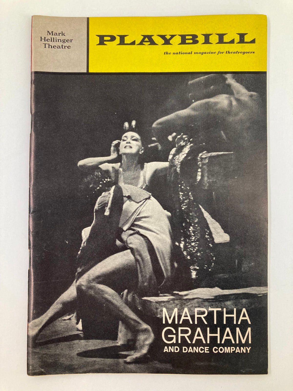1967 Playbill from the Mark Hellinger Theatre featuring Martha Graham and Dance Company, showcasing a striking black and white photo of a dance performance.