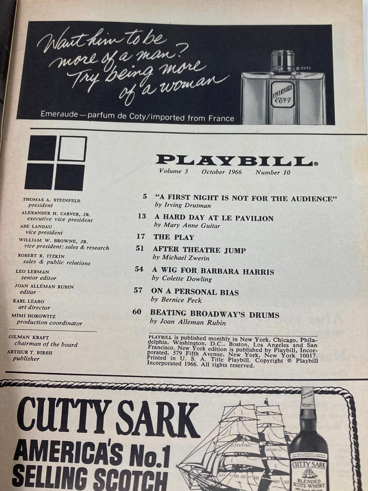 Inside page of the 1966 Playbill for 'Dinner at Eight' with additional content and advertisements from the production.