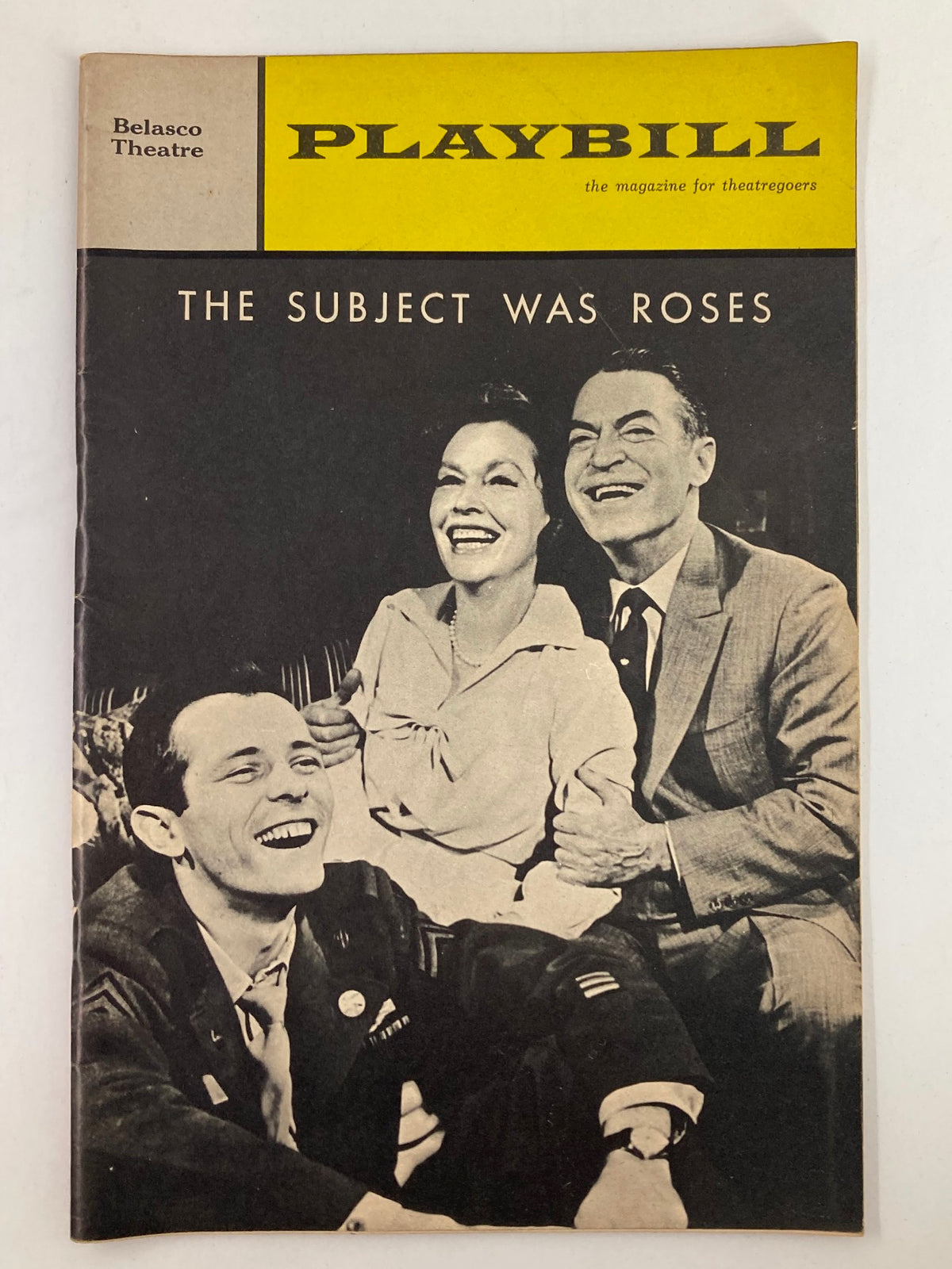 1966 Playbill for The Subject Was Roses at the Belasco Theatre featuring Maureen O'Sullivan and cast, capturing the essence of classic theatre.