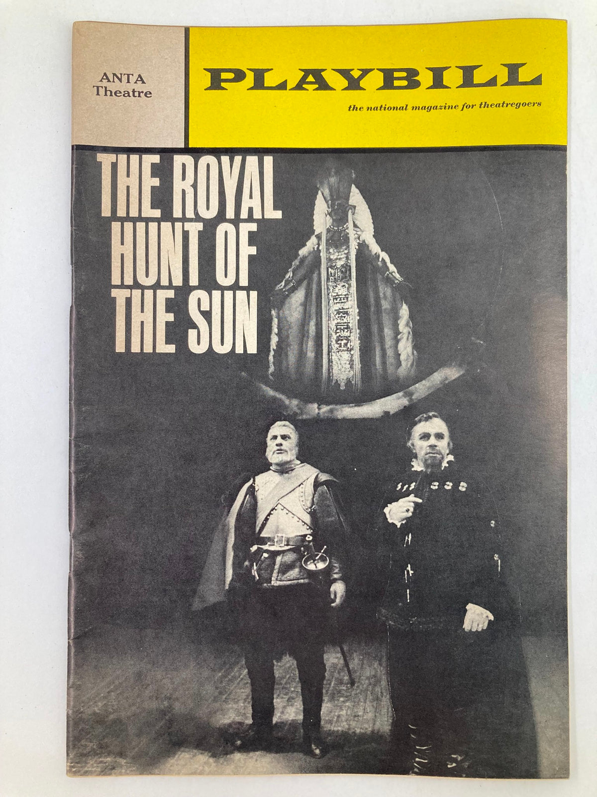 1986 Playbill Anta Theatre Presents The Royal Hunt Of The Sun featuring two actors in costume, highlighting the historical drama production.