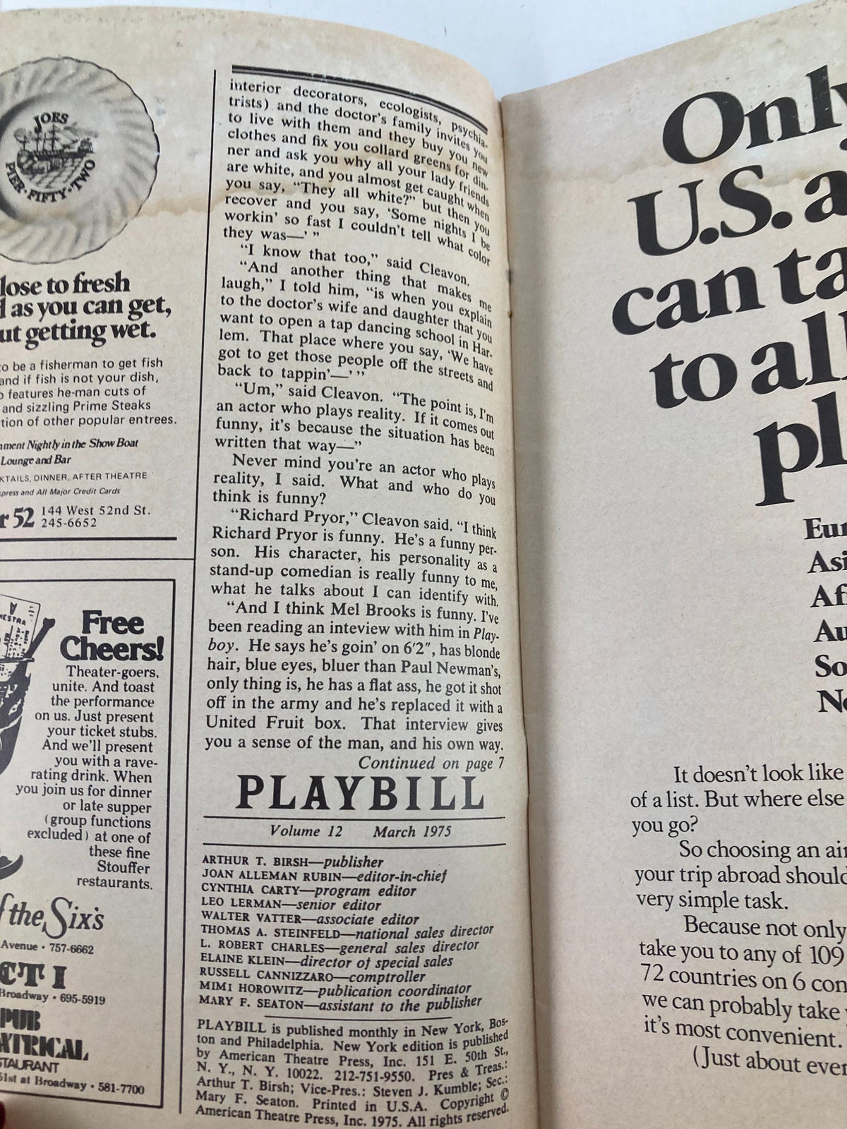 Another interior page of the 1975 Playbill for Goodtime Charley, detailing additional theatrical content and advertisements.