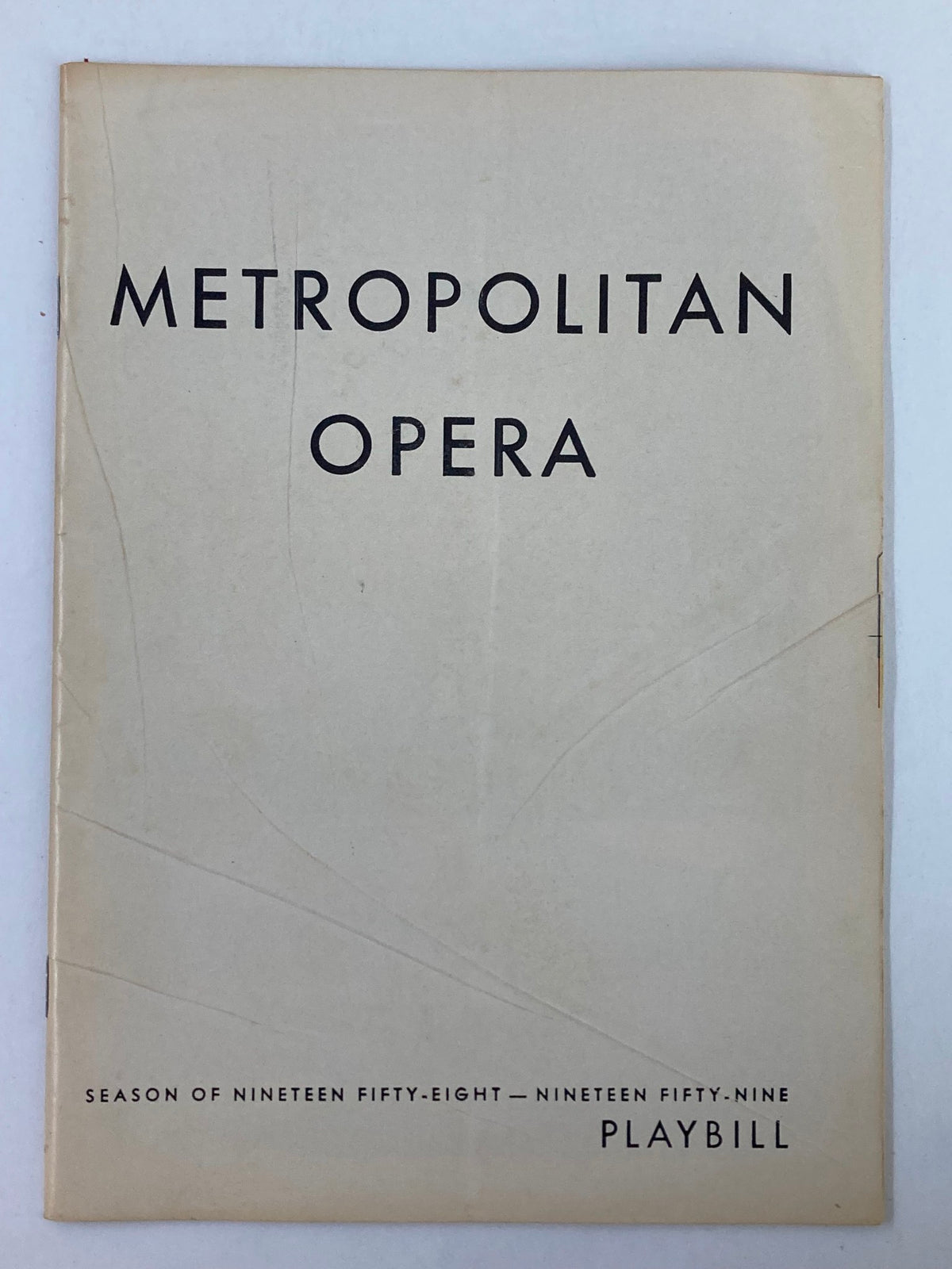 Front cover of the 1959 Playbill from the Metropolitan Opera Season 1958-1959 featuring the title 'METROPOLITAN OPERA'.