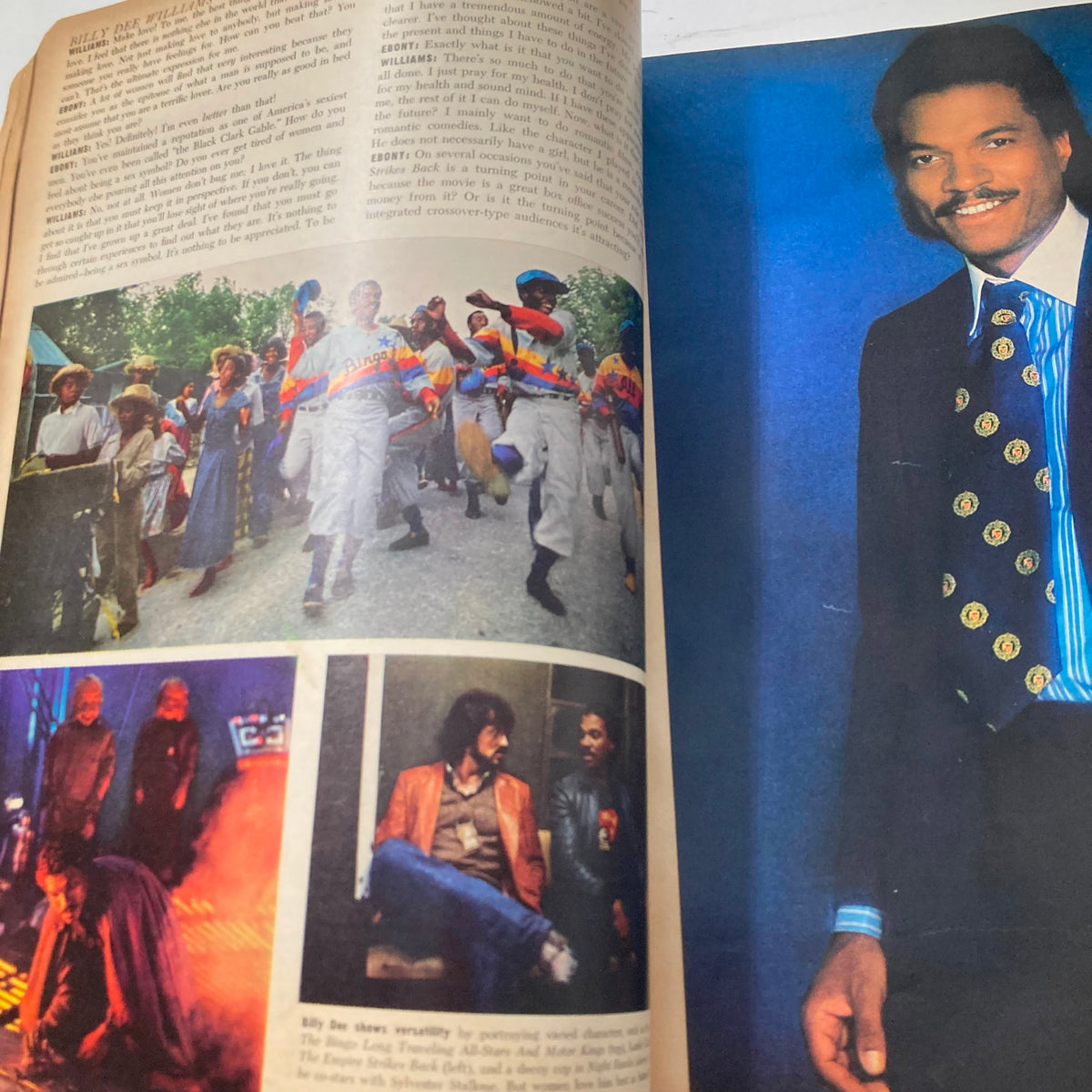 Feature article in VTG Ebony Magazine January 1981 discussing Billy Dee Williams with visuals depicting him in various settings, celebrating his versatility and contributions to entertainment.