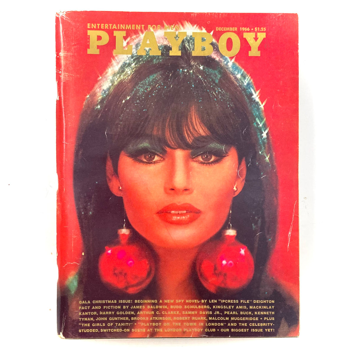 VTG Playboy Magazine December 1966 featuring Nancy Gould on the cover, showcasing vibrant colors and classic 1960s style, making it a valuable collector's item.