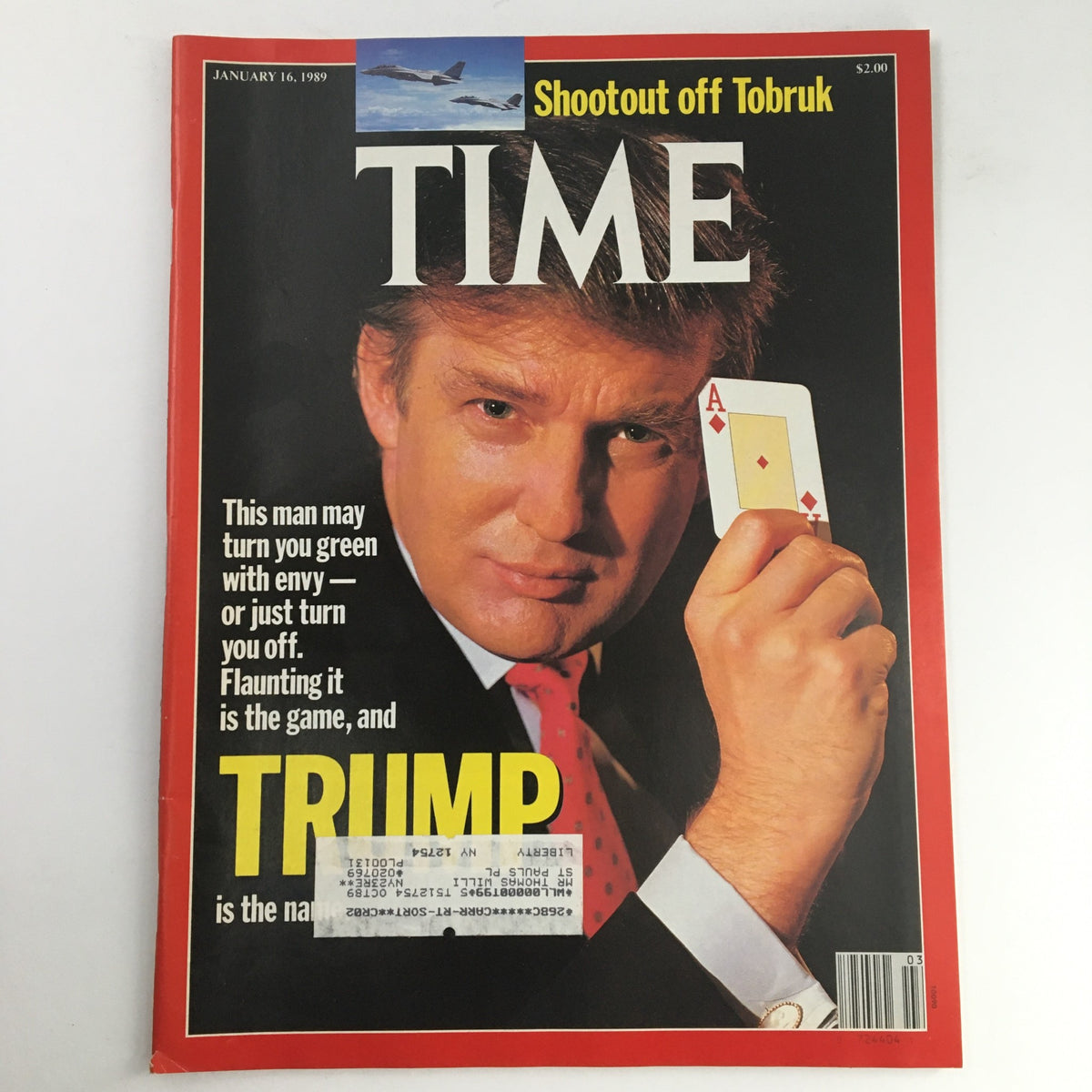 Time Magazine, January 16, 1989, Vol. 133 #3: Featuring Donald Trump and 'Shootout off Tobruk,' in VG condition